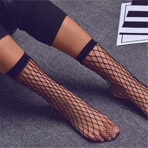 Fishnet Anklet Socks Black Stockings - Picture 2 of 5